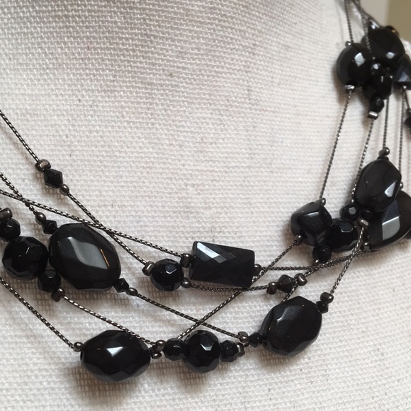 Multi-Layer Black Beaded Necklace - Picture 3 of 5